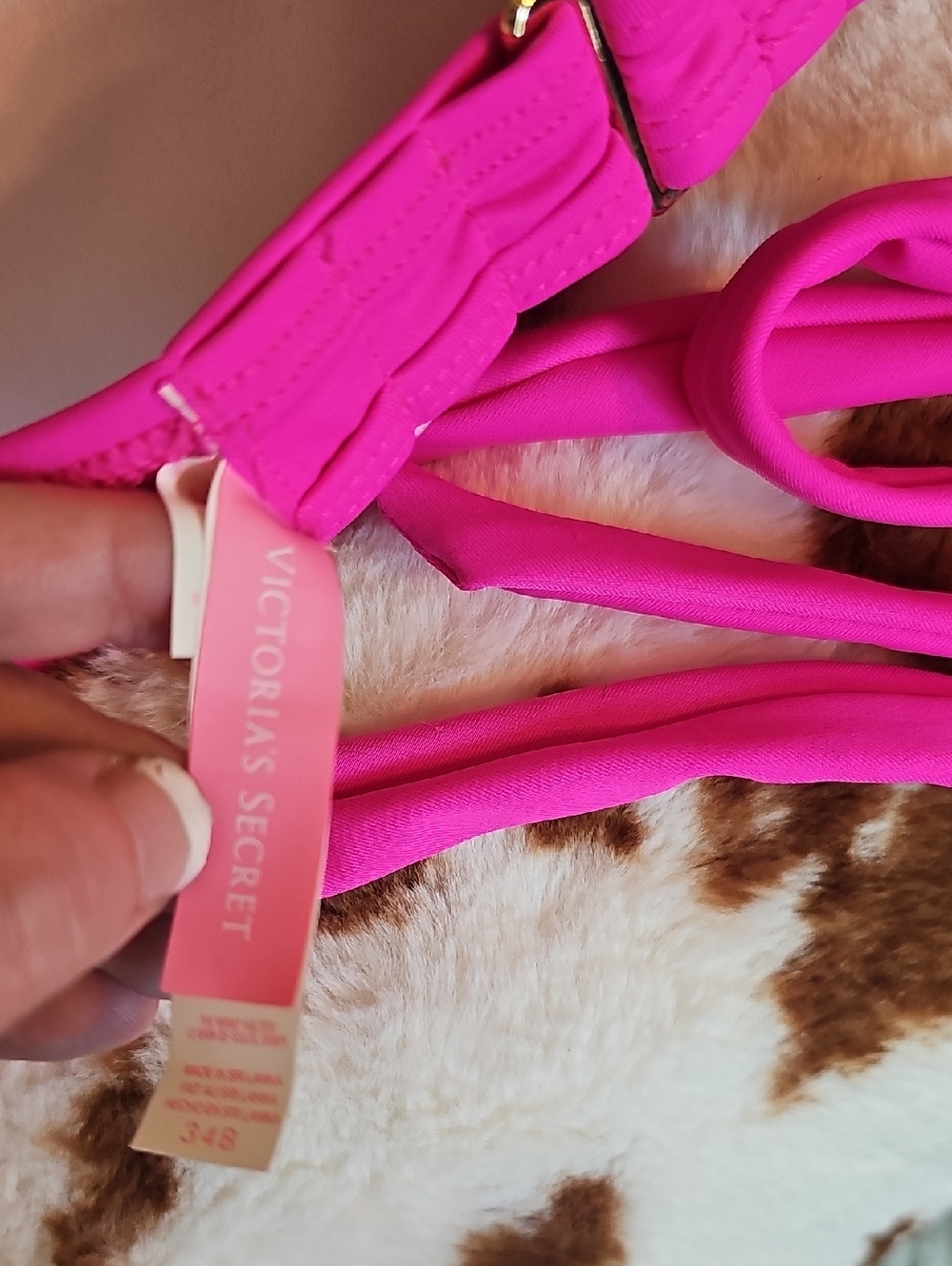 Victoria's Secret Hot Pink Halter Bikini Top Size 34 B - Picture 3 of 3